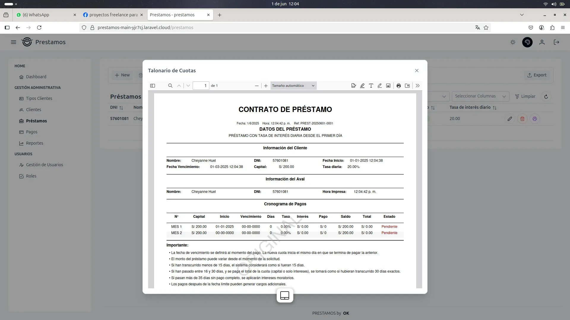 Sistema de Préstamos — captura 9